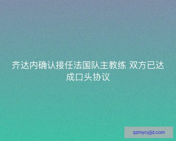 齐达内确认接任法国队主教练 双方已达成口头协议